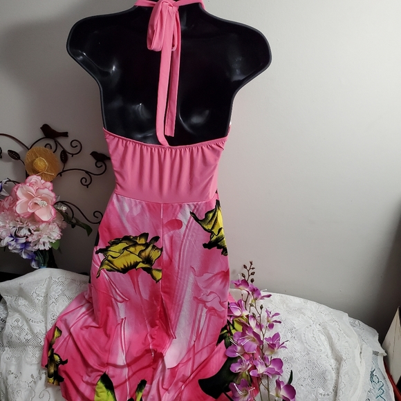 Pink Halter Neck Summer Dress - Picture 3 of 5